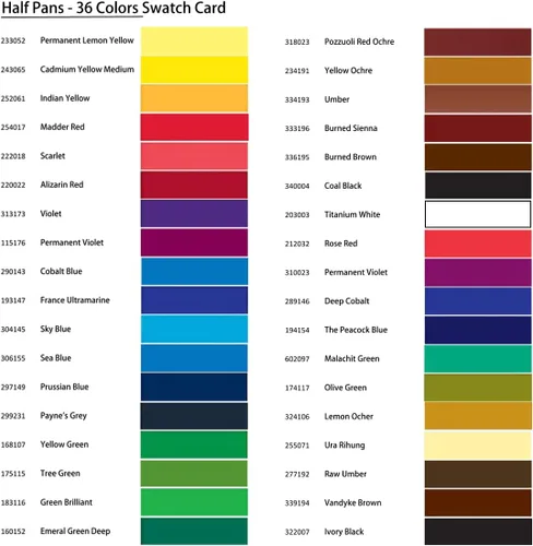 Miniatura 6 de Juego de pintura de acuarela, pigmento sólido de 36 colores en medias sartenes de 0.07 onzas líquidas con paleta de mezcla, kit de pintura
