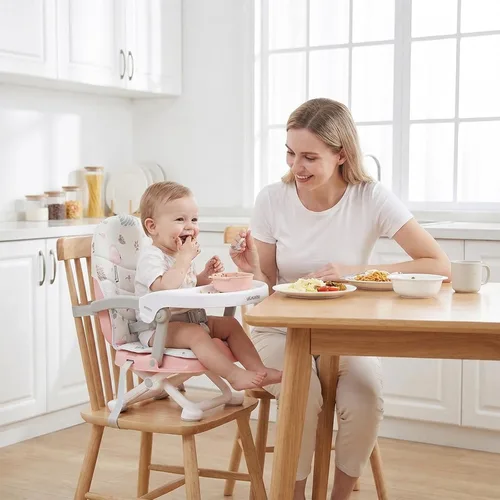 Miniatura 6 de UBRAVOO Asiento elevado portátil 2en1 para niños pequeños, asiento elevador que crece con el bebé para mesa de comedor con bandeja extraíble