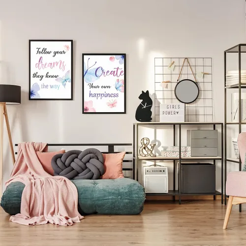 Miniatura 6 de Zonon Juego de 9 piezas de decoración de pared de mariposa en acuarela, con cita inspiradora de mariposas, 8 x 10 pulgadas, frases motivacionales