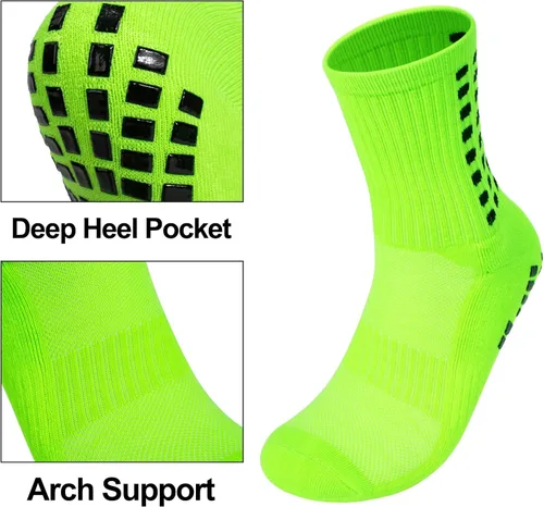 Miniatura 4 de Elfcool Calcetines de fútbol con agarre, 6 pares de almohadillas antideslizantes de agarre atlético calcetines de fútbol para hombres y mujeres