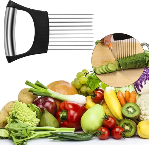 Miniatura 6 de Soporte para rebanar cebolla, rebanador de cebolla de acero inoxidable para rebanar cebollas, papas, tomates, aguacates, huevos y verduras