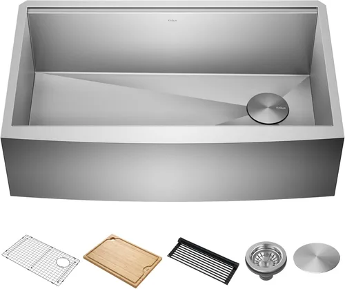 Miniatura 16 de KRAUS Kore KWF210-27 - Fregadero de cocina de acero inoxidable de calibre 16 con estación de trabajo de granja de 27 pulgadas con accesorios