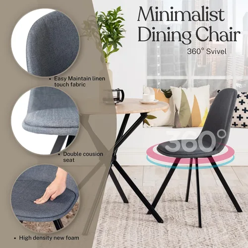 Miniatura 5 de Homy Casa Juego de 4 sillas giratorias de comedor, sillas laterales giratorias de 360°, sillas de estilo moderno de mediados de siglo, sillas