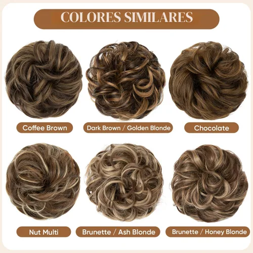 Miniatura 3 de CJL HAIR Extensiones de cabello ondulado y rizado grande con moño desordenado, extensiones de cabello sintético para coleta, extensiones de cabello