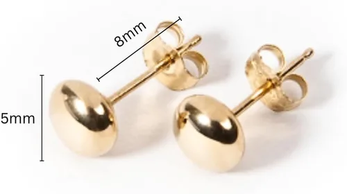 Miniatura 4 de 14k Solid Gold Flat Ball Stud Earrings for Women Modern Button-Style Studs with Butterfly Backs Hypoallergenic & Tarnish-Resistant Sizes 3mm to