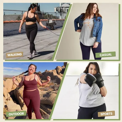 Miniatura 4 de HLTPRO Paquete de 3 leggings de talla grande con bolsillos para mujer, color negro, cintura alta, control de abdomen, pantalones de yoga suaves