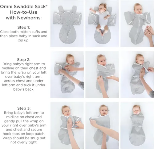 Miniatura 6 de SwaddleDesigns Saco Envolvente Omni de 6 Vías con Brazos Arriba para Recién Nacido, Más Opciones para Calmar el Reflejo de Sobresalto, Mejora