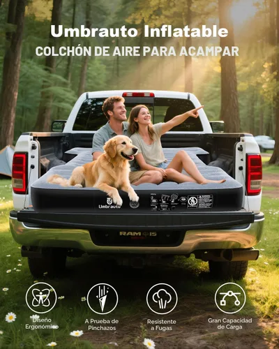 Miniatura 3 de Colchón de aire Umbrauto para camas de camión cortas de tamaño completo de 5.5-5.8 pies, colchón de aire inflable para tienda de camión con bomba