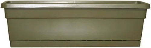 Miniatura 3 de Southern Patio Caja de ventana con borde enrollado de 18" con bandeja adjunta, terracota