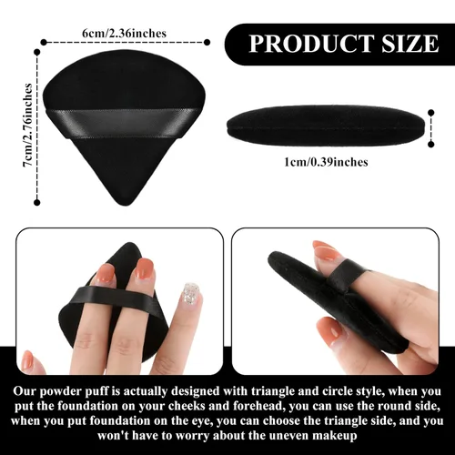 Miniatura 2 de Esponja para polvo de cara con forma de triángulo, 12 piezas, para polvo suelto, suave, base cosmética, esponja mineral para productos en polvo