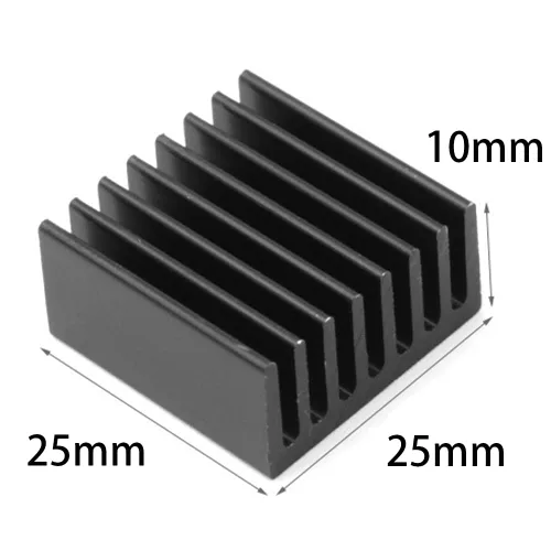 Miniatura 3 de Disipador de calor de aluminio negro con cinta adhesiva conductora térmica, enfriador de disipador de calor de 25 × 25 × 0.394 in para enfriar VRM