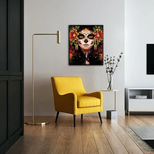 Miniatura 6 de Pintura por números para adultos, 16 x 20 pulgadas, pintura acrílica por números para adultos, principiantes, niños, Calavera Girl Kit de pintura