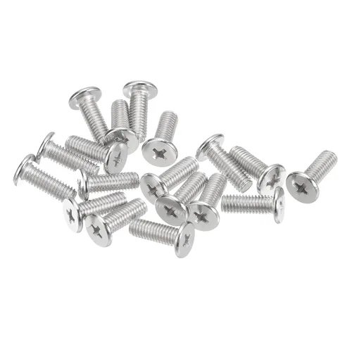 Miniatura 51 de Uxcell M1-0.25 x 2 mm 50 piezas Tornillos de cabeza plana redonda 304 de acero inoxidable Phillips Drive tornillos de máquina para fijación