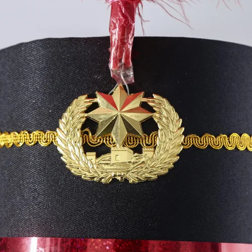 Miniatura 6 de Sombrero de tambor mayor para adultos y niños, sombrero de Majorette, sombrero de banda de tambor, sombrero de soldado de juguete con plumas