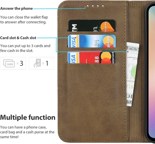Miniatura 2 de Havaya Para Samsung Galaxy A54 5G Wallet Funda De Teléfono, Cubierta Magnética Con Titular De La Tarjeta Y Soporte - Verde Oscuro