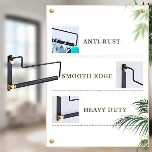 Miniatura 3 de NEWRAIN Estante de secado de ropa, estantes para secar ropa, colgador de ropa con brazo oscilante montado en la pared para lavandería, garaje, uso