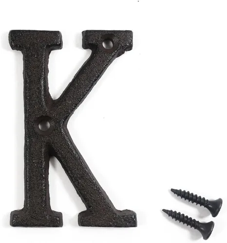 Miniatura 12 de Letras del abecedario de 3" en metal de hierro fundido decorativas, estilo clásico, para colgar letreros de pared, dirección, nombre, letrero