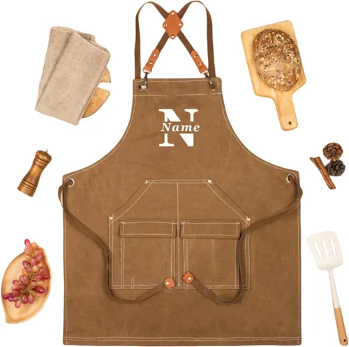 Miniatura 8 de Delantal de lona personalizado, regalo personalizado, delantal de camarero, delantal bordado para papá, barbacoa, delantal de chef para hombre
