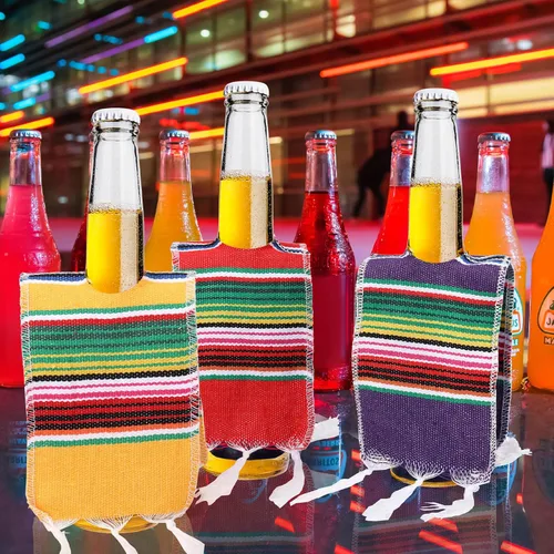 Miniatura 3 de Irenare 36 piezas de poncho de cerveza mini serapes cubiertas para botellas de Cinco de Mayo, mini tequila, varios colores, ponchos mexicanos
