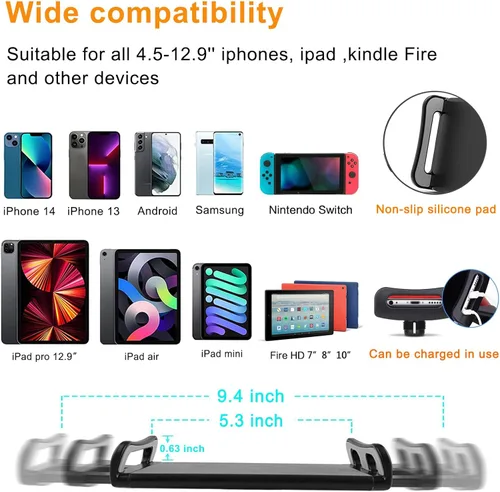 Miniatura 6 de Soporte de suelo para tablet con base de doble peso, soporte para teléfono de cama superior ajustable en altura / soporte elástico para tableta