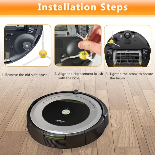 Miniatura 5 de Paquete de 6 repuestos de cepillo lateral para iRobot Roomba 500/600/700/800/900, compatible con 560, 595, 614, 650, 665, 671, 675, 690, 694, 761
