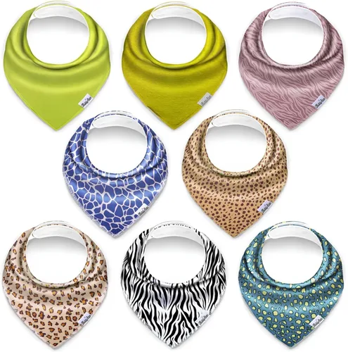 Miniatura 18 de KiddyStar Drool Bibs for Babies – Organic, Unisex, Soft Absorbent Teething Bibs with Adjustable Snaps Paquete de 10 baberos de dentición de moda