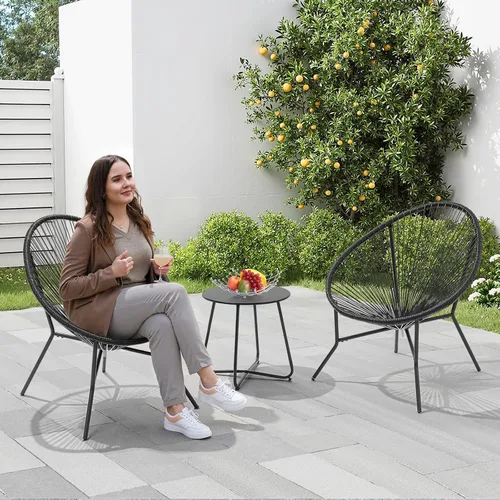 Miniatura 8 de ONBRILL Juego de 3 piezas para patio, sillas Acapulco para exteriores con mesa auxiliar, muebles de ratán PE para todo tipo de clima, para balcón