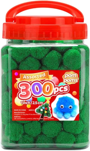 Miniatura 23 de Iooleem Pompones rosados – Tamaño surtido, 1200 piezas con ojos móviles, opciones de purpurina, perfectos para artes y manualidades