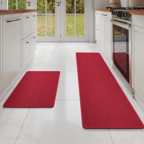Miniatura 51 de YDKGL Tapetes de cocina para piso, alfombras de cocina súper absorbentes, antideslizantes, lavables, de lino sintético suave trenzado, alfombra
