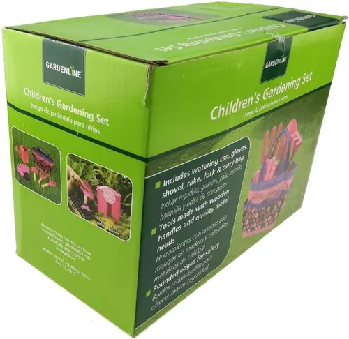 Miniatura 5 de Apol Juego de herramientas de jardinería para niños, incluye regadera, guantes, pala, tenedor y bolsa de transporte, regalo para niñas y niños (rosa)