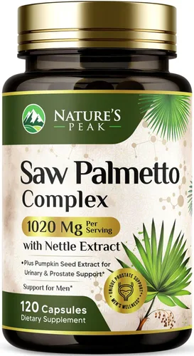 Miniatura 10 de Saw Palmetto - Suplementos de salud para próstata para hombres, 1000 mg, 3 veces más fuerza con semillas de calabaza, bloqueador de DHT, salud