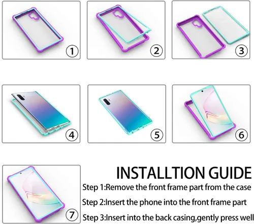 Miniatura 7 de Funda KSELF para Samsung Galaxy Note 10 Plus con protector de pantalla, funda protectora de cuerpo completo híbrida de doble capa a prueba de golpes