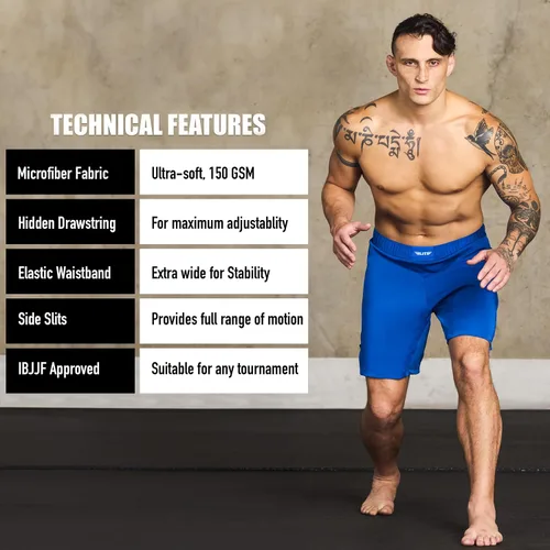 Miniatura 21 de Elite Sports - Shorts de combate para hombre, color negro, para combates MMA, BJJ, Jiu Jitsu