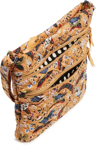 Miniatura 4 de Bolso cruzado hipster de algodón con triple cremallera para mujer