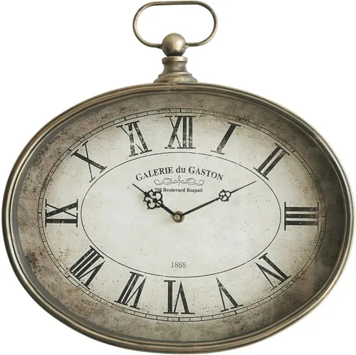 Reloj de pared decorativo vintage, 16 pulgadas, oro envejecido, diseño de reloj de bolsillo ovalado, números romanos, funciona con pilas, estilo