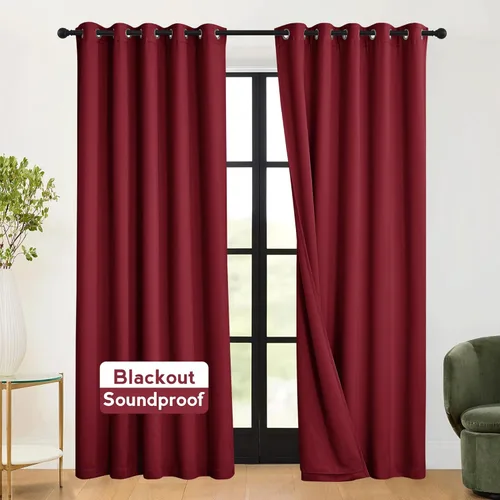 Miniatura 27 de RYB HOME 3 en 1 insonorizadas - oscurecedoras - cortinas de lino con aislamiento, cortinas de ahorro de energía con bloqueo de ruido para Lino blanco