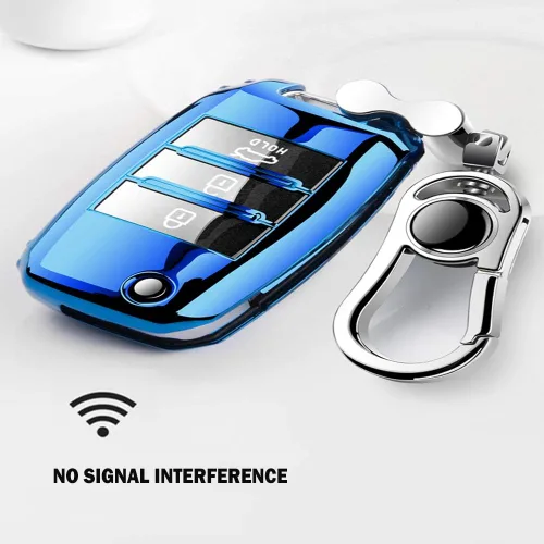 Miniatura 6 de Funda para llavero de automóvil, apta para llavero plegable Kia Optima aleación llavero negro.., Negro