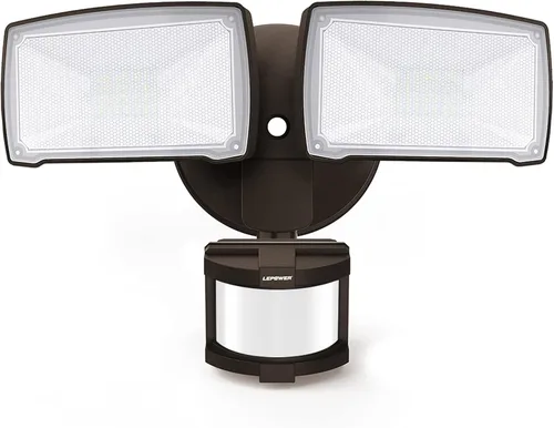LEPOWER Luces LED de seguridad de 30W con sensor de movimiento para exteriores, luz de seguridad con sensor de movimiento de 3200LM, 5500K, IP65