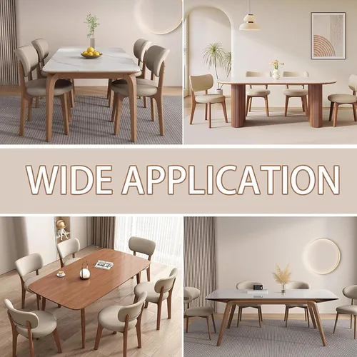 Miniatura 6 de Juego de sillas de comedor de madera modernas con respaldo curvado, sillas de cocina tapizadas con marco de madera, sillas laterales sin brazos