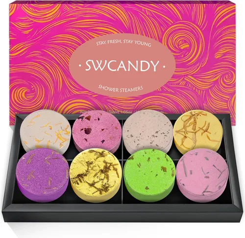 Miniatura 10 de SWCANDY - Vaporizadores de ducha de aromaterapia, regalos de cumpleaños para mujeres, esenciales de viaje, 8 piezas de romero, bombas de baño