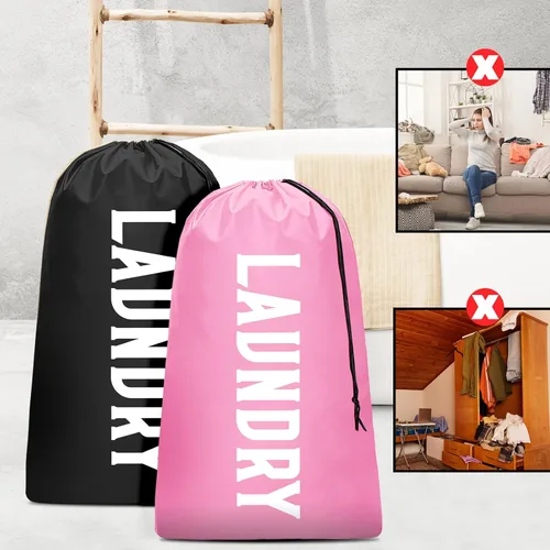 Miniatura 6 de Paquete de 2 bolsas de lavandería de viaje XL, organizador de ropa sucia lavable a máquina, lo suficientemente grande como para contener 4 cargas