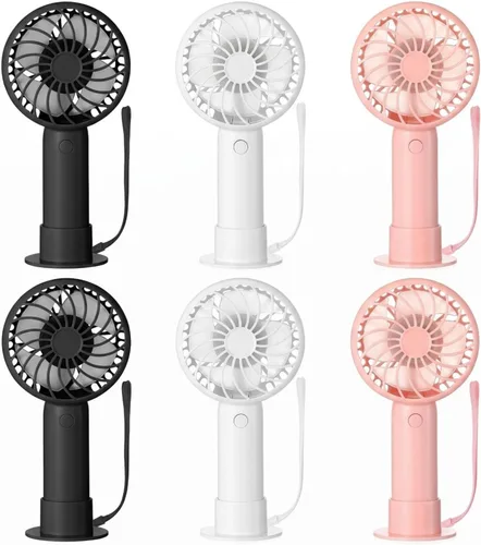 Miniatura 41 de Tujoe Mini ventilador de mano potente de 3 velocidades, ventilador personal pequeño portátil recargable con base USB para mujeres, maquillaje