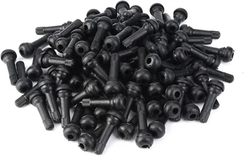 100 piezas TR414 Vástago de válvula de neumático con tapón de goma negro, Vástagos de válvula sin cámara ajustables para agujeros de llanta de 0.453