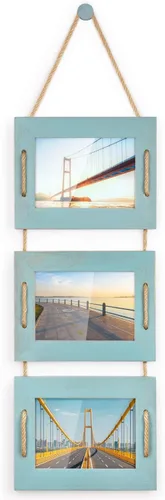 Miniatura 16 de DLQuarts Marcos de Fotos Colgantes 5x7 Collage Decoración de Pared, Marcos de Fotos de 3 Aberturas 5x7 sin Paspartú y 3.5x5 con Paspartú, Madera