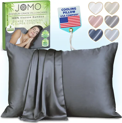 Miniatura 11 de Fundas de almohada con cremallera, tamaño estándar 26 x 20 pulgadas, 100% viscosa derivada de bambú, paquete de 2, color crema, fundas de almohada