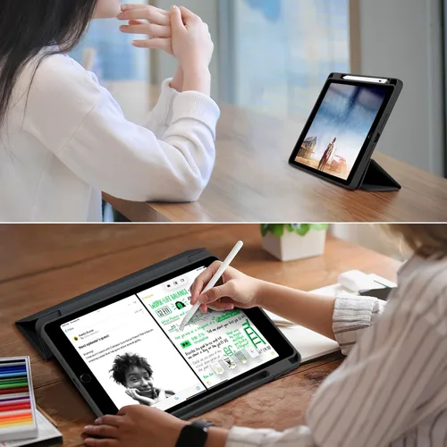 Miniatura 5 de Wenlaty Funda compatible con iPad de 9ª, 8ª, 7ª generación (2021/2020/2019), funda protectora de cuerpo completo con soporte para lápices, funda
