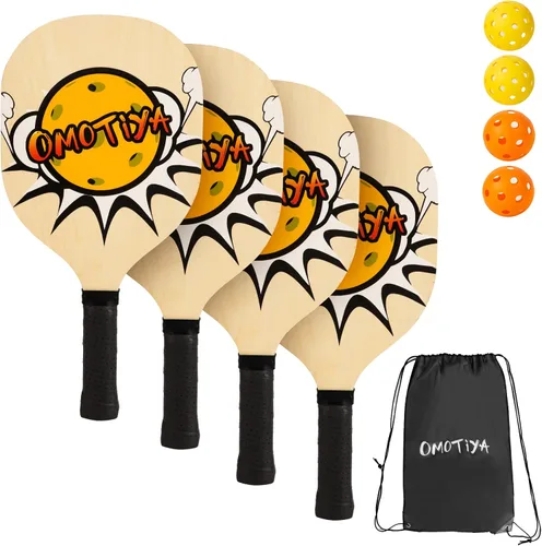 Juego de paletas de pickleball – Juego de palas de pickleball, 4 bolas de pepinillo y bolsa de pickleball portátil, con agarre ergonómico para