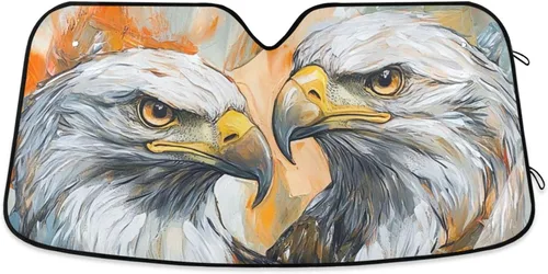 Parasol para parabrisas con diseño de águila calva, diseño de amapola dorada para ventana delantera de automóvil, visera plegable de 55 x 27.6