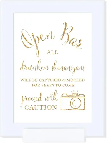 Miniatura 7 de Andaz Press Letreros de fiesta enmarcados para boda, impresión de purpurina dorada, 5 x 7 pulgadas, Bubble Send Off Please Blow Good Wishes for the