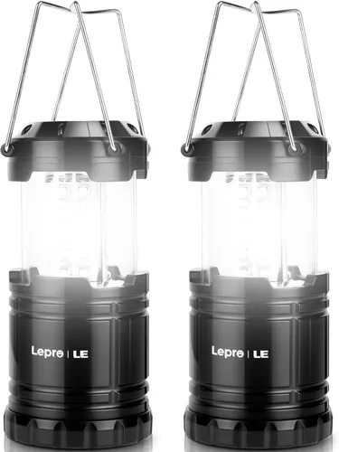 Lepro Faroles LED para campamento con pilas, plegables, resistentes al agua IPX4, luces portátiles para exteriores, para emergencias, huracanes,